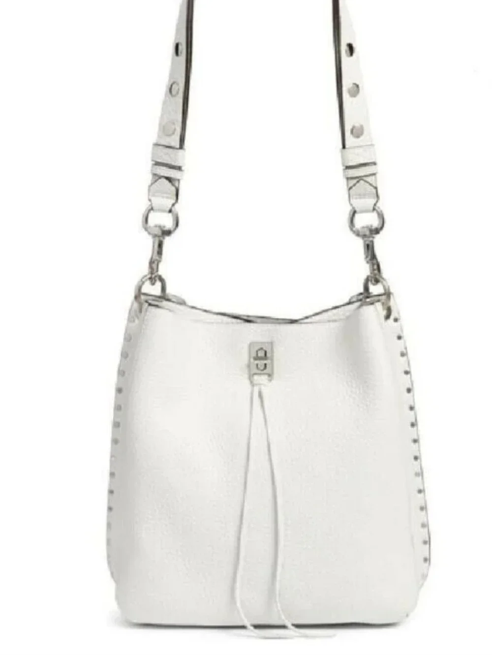 Rebecca Minkoff -Hobo Silver Studded Darren Shoulder Bag Optic White🤍